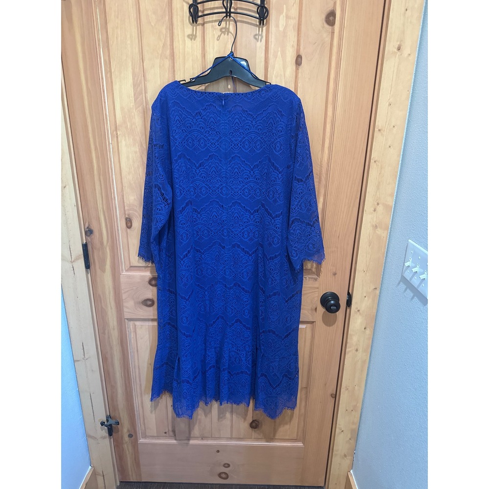 NWOT Catherines Shirred Lace Flounce Dress Ultra Blue Plus Size 1X - Picture 4 of 7